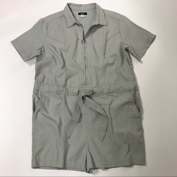 BDG Pants - Short Sleeve Utility Coverall Romper Front Zip